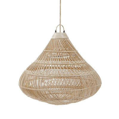 Rattan-Hängeleuchte 55 cm – Tropfenform, beige