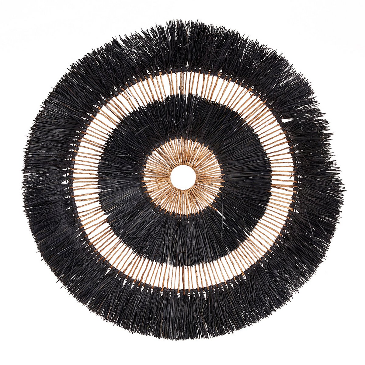 Rund vægkunst af palmeblad, sort - 110 cm