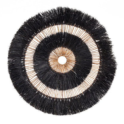 Rund vægkunst af palmeblad, sort - 110 cm