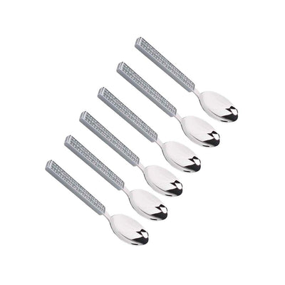 Dessertlöffel aus Stahl, 6er-Set - silber