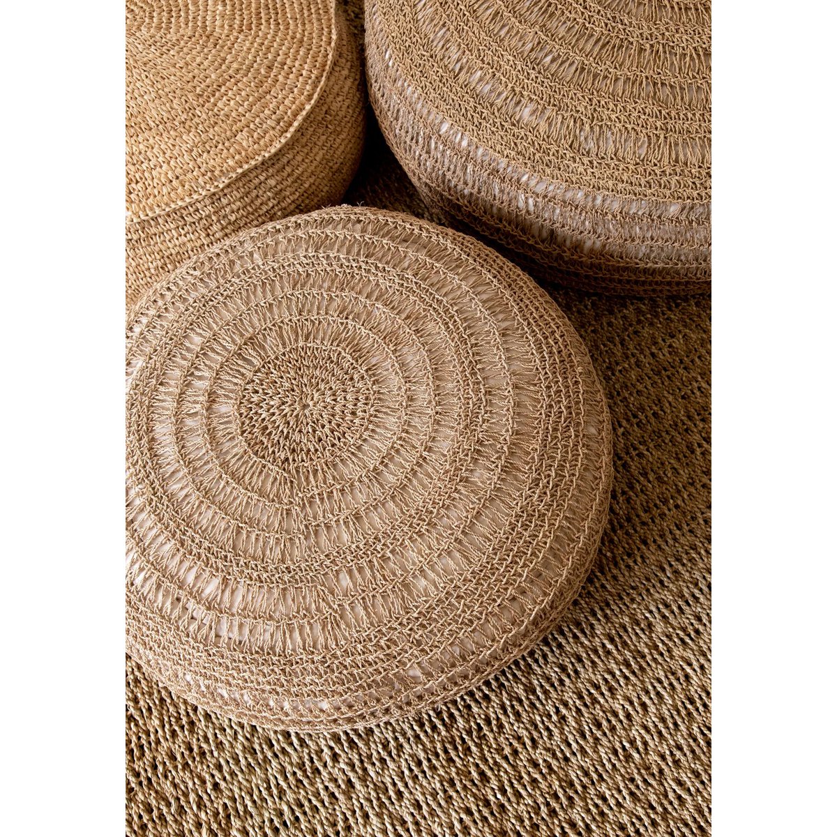 Seegras handgewebter Pouf – Natur M