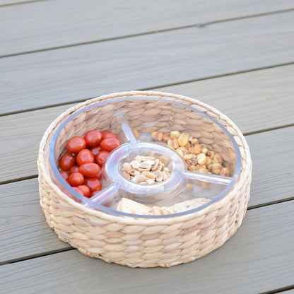 Aperitif-Set aus Glas und Rattan 28 × 28 cm – 3 Fächer