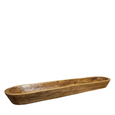 Dekorativ træbakke 100 × 22 × 10 cm - lang lav form