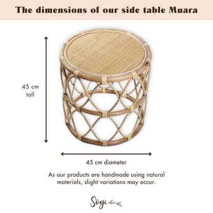 Runder Rattan-Beistelltisch, Ø 45 cm × 45 cm hoch – handgefertigt