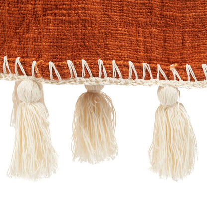 Baumwoll-Tagesdecke, 246×126 cm – Stickerei Terrakotta
