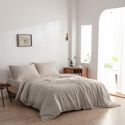 Bamboo bedding set, soft taupe, single - 400TC