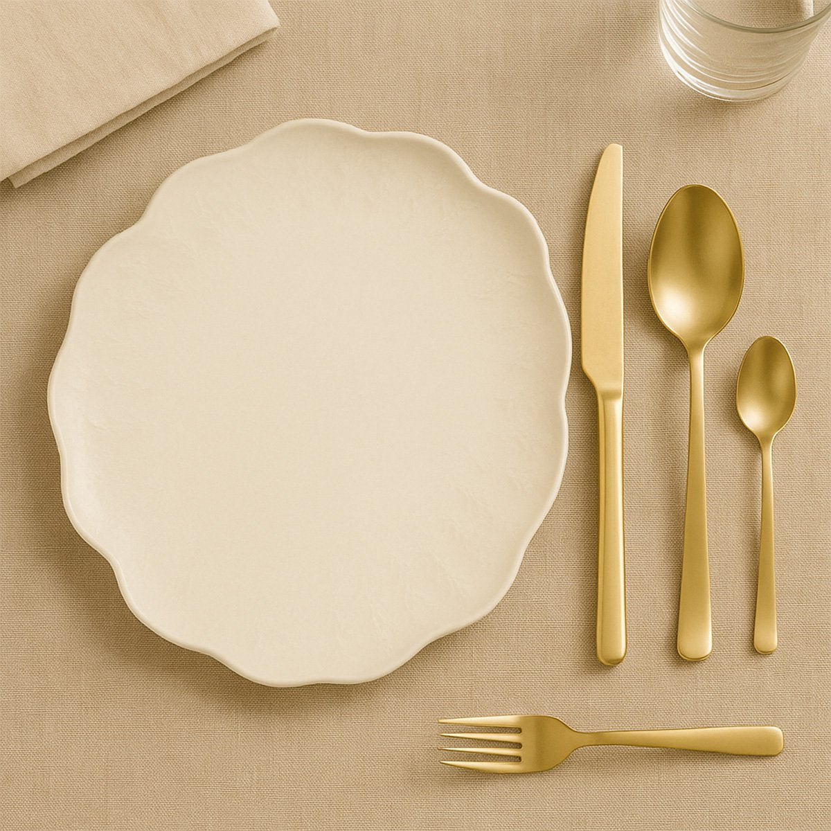 Stainless steel cutlery set, 24 pieces - Mat Champagne