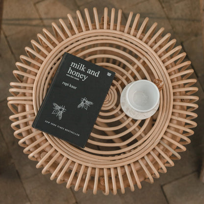 Rattan side table Alamaya beige - handcrafted in Indonesia