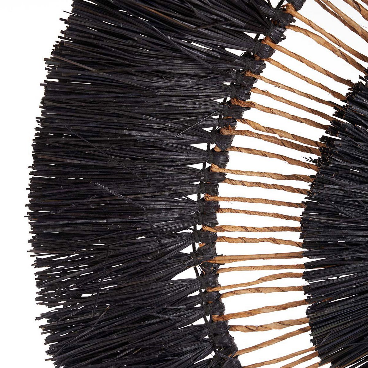 Rund vægkunst af palmeblad, sort - 110 cm