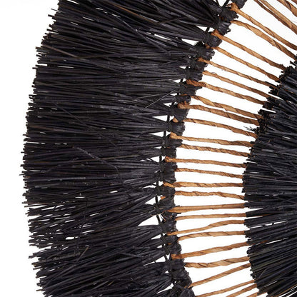 Rund vægkunst af palmeblad, sort - 110 cm
