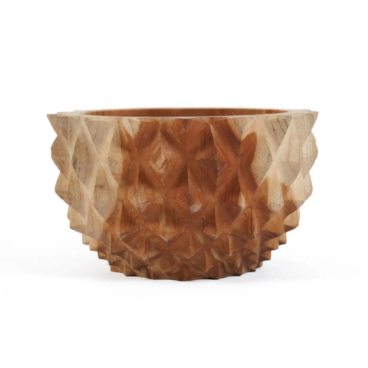 Skål af teakrod, durian-inspireret - 15 cm