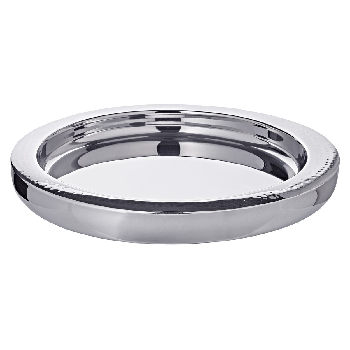 Round serving tray Alabama, hammered rim, polished steel - 38 cm
