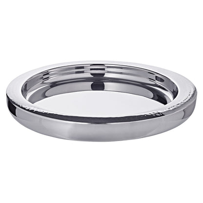 Round serving tray Alabama, hammered rim, polished steel - 38 cm