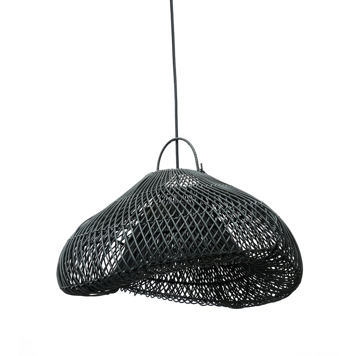 Black rattan cloud pendant shade 60 cm - handwoven