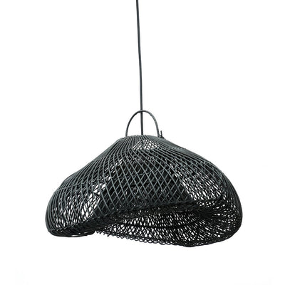 Schwarze Rattan-Wolken-Pendelleuchte 60 cm – handgewebt