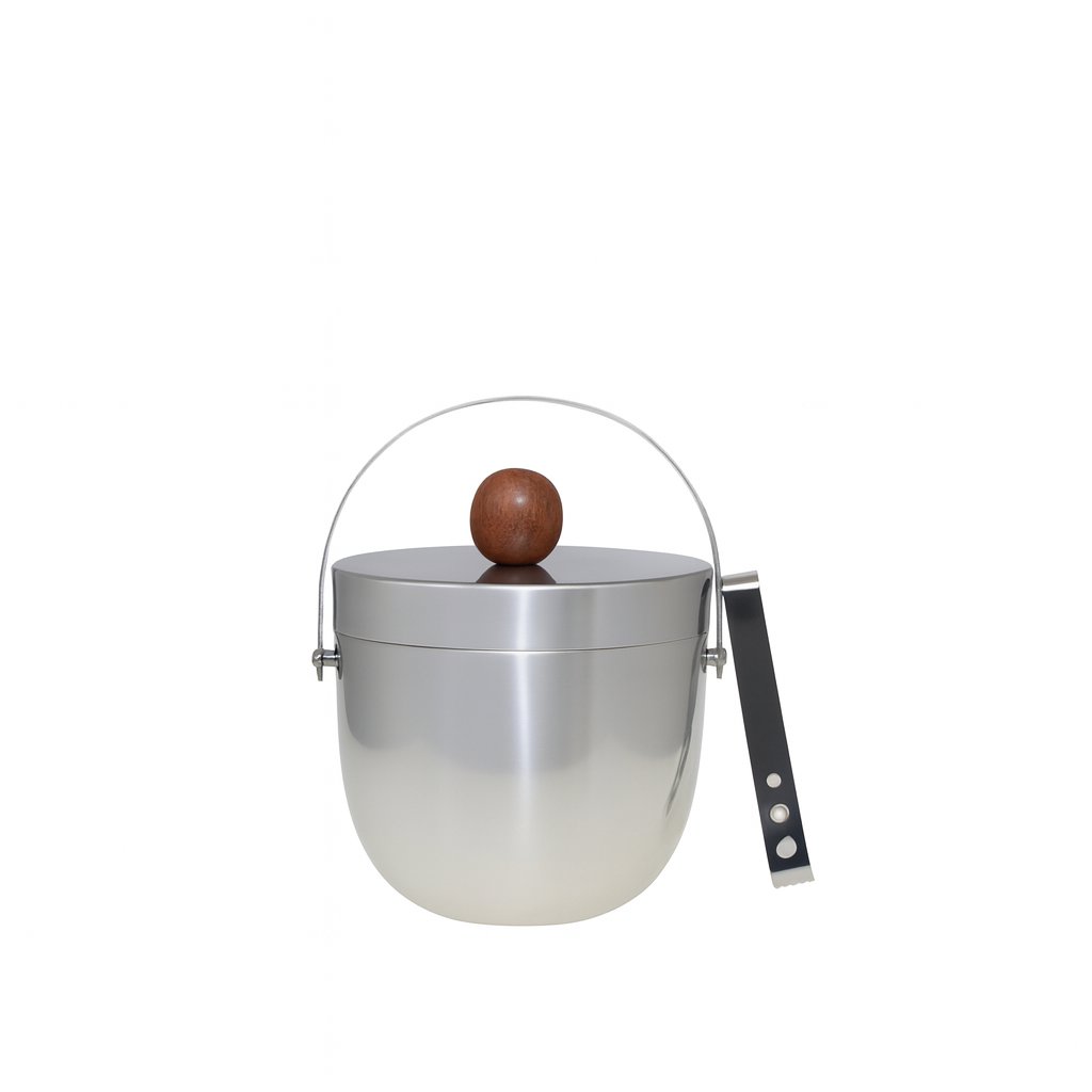 Stainless steel and wood ice bucket 20cm - handmade