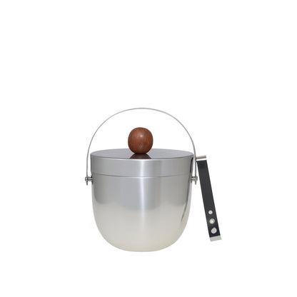 Stainless steel and wood ice bucket 20cm - handmade