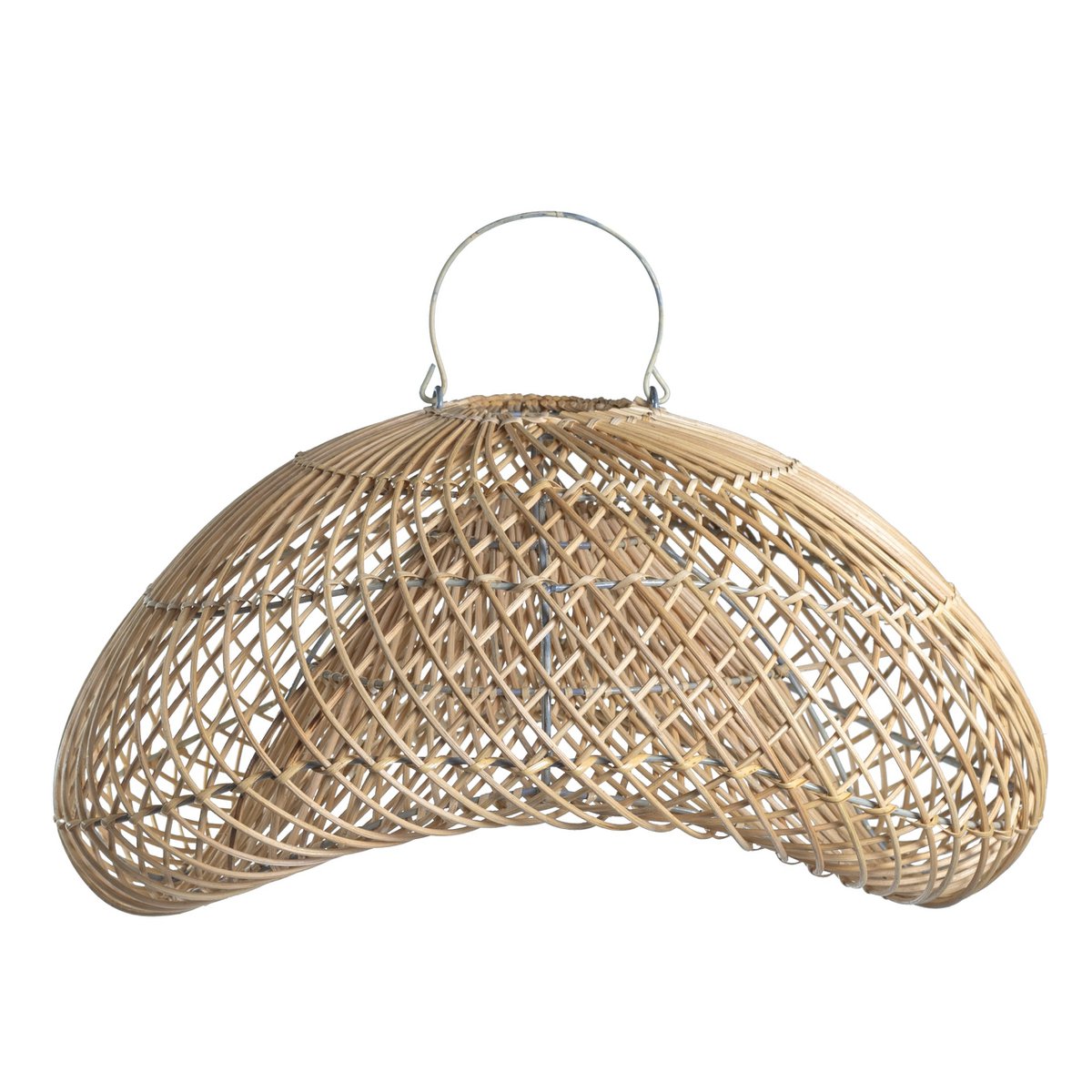 Rattan ovaler Lampenschirm 40×35 cm – PADMA, handgefertigt