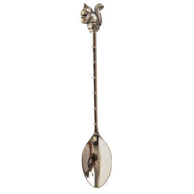 Silver-tone metal squirrel coffee spoon - single