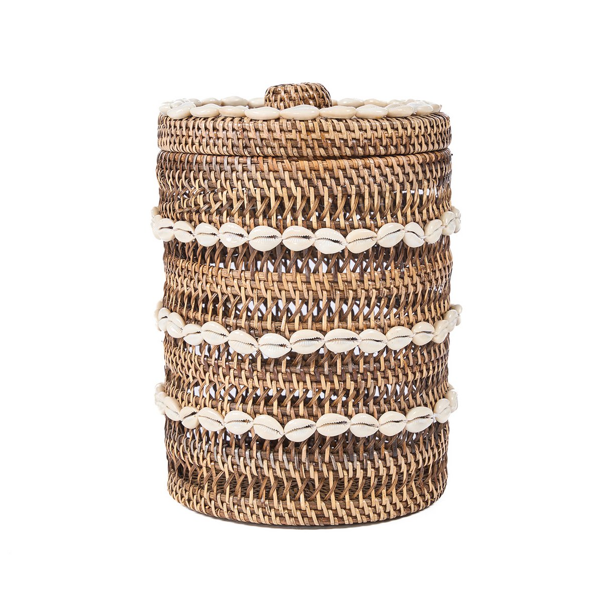 Shell storage bin, rattan - natural brown, handwoven
