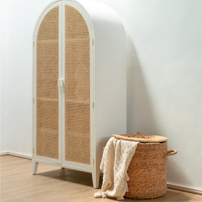 Water hyacinth laundry basket with lid AMAN Ø54 cm