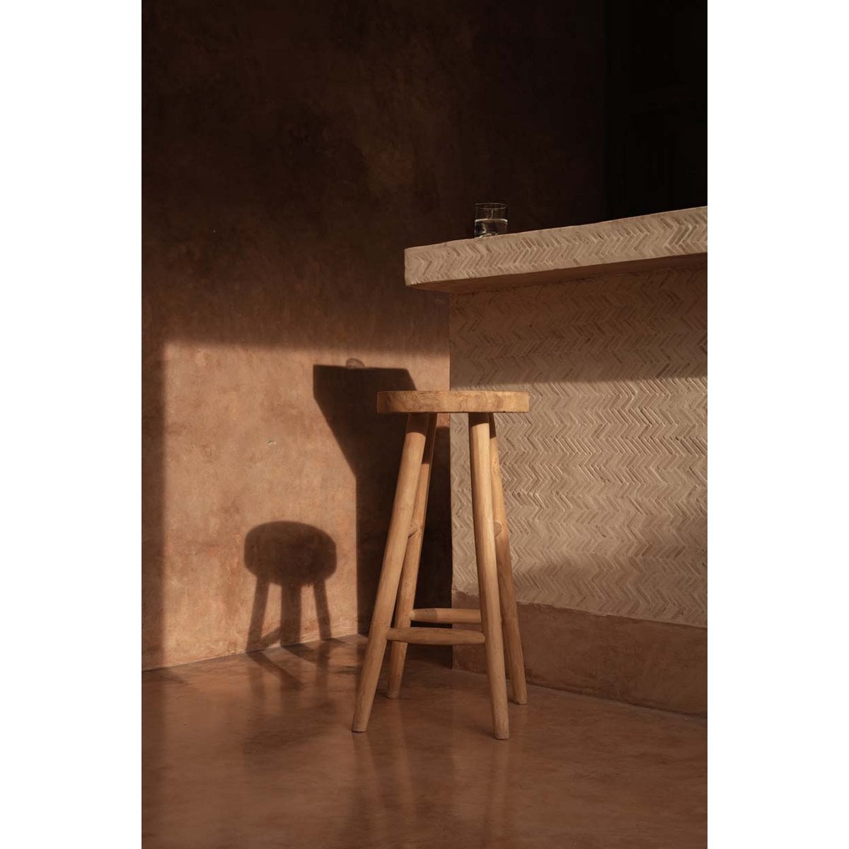 Teak-Barhocker mit Vierfußgestell – 75 cm