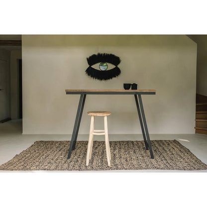 Spiegel mit Grasrahmen, schwarz, 100 × 60 cm – skulptural