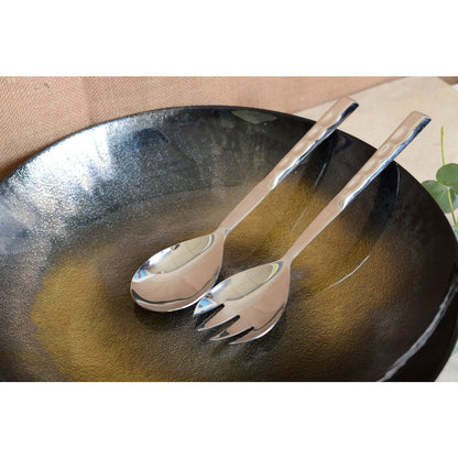 Flache Schale aus Glas und Keramik 40 cm – braun und gelb