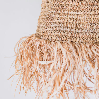 Raffia- og jutependellampeskærm Ø 40 cm – KALIMA med frynser
