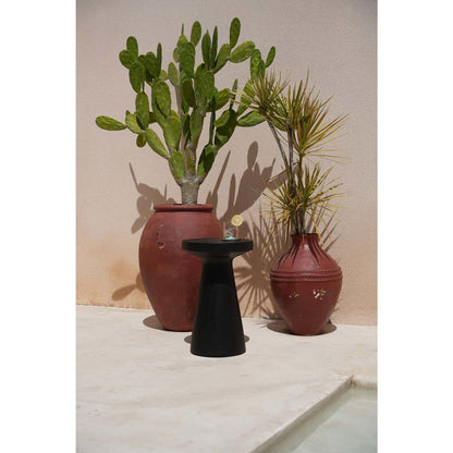 Suar-træ sidebord, sort - 40×40cm