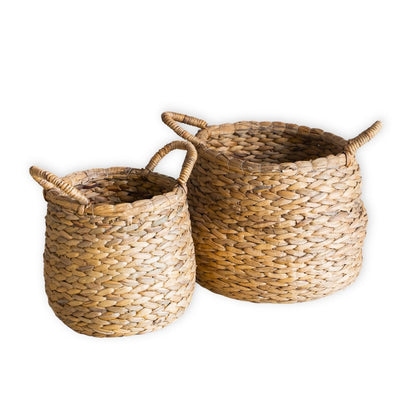 Rund flettet jutekurv Ø35 cm – pæreformet beige, 27 cm høj
