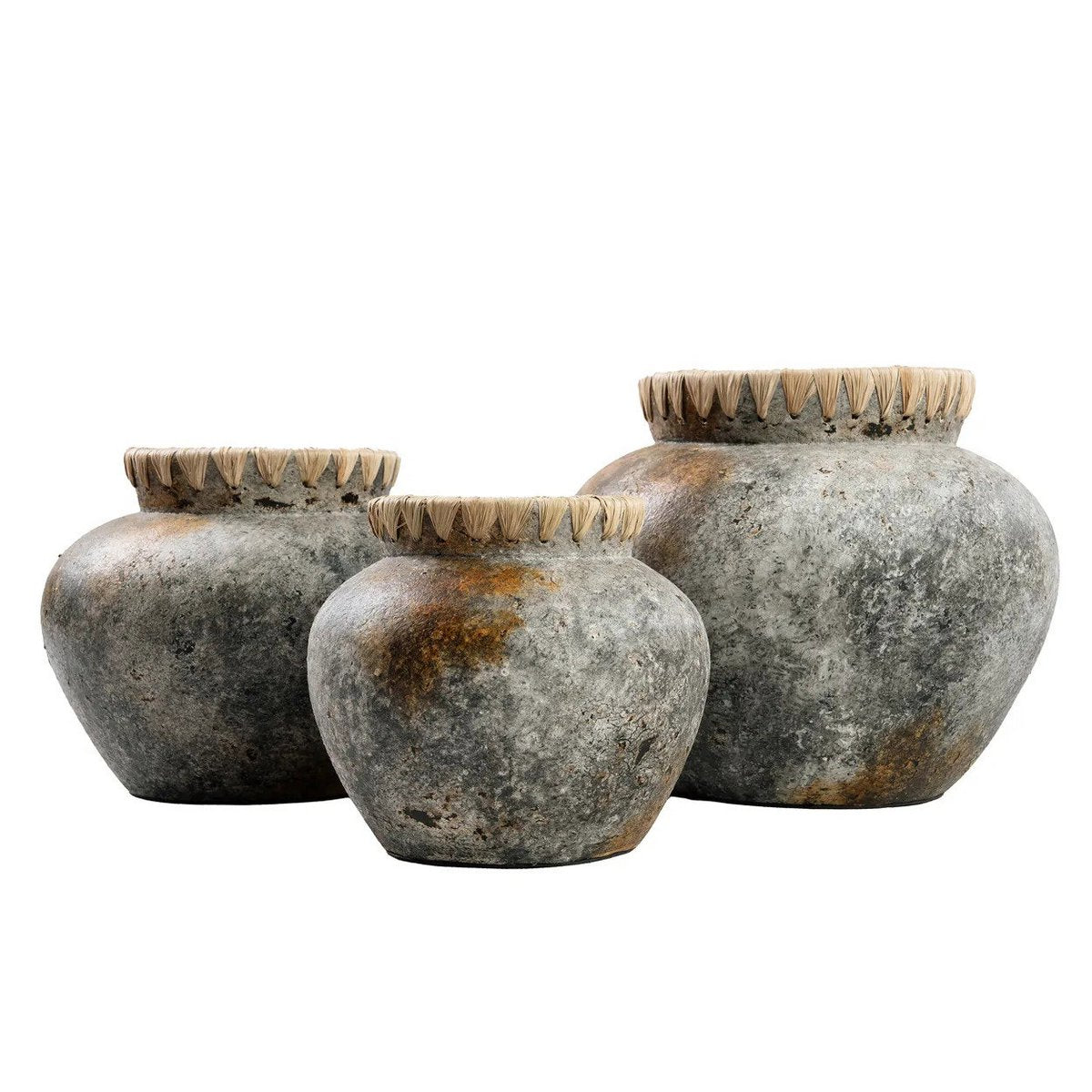 Terrakotta-Vase 27 cm – Antikgrau, Indonesien