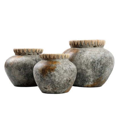 Terrakotta-Vase 27 cm – Antikgrau, Indonesien