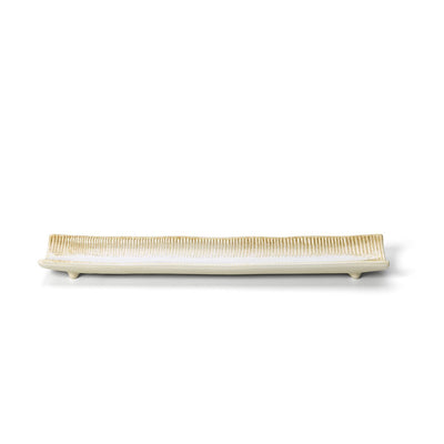 Keramisk langt fad 39×8 cm - beige