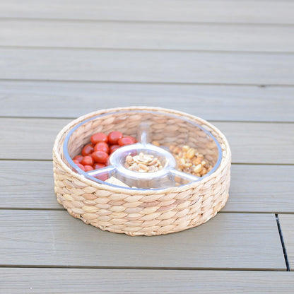Aperitif-Set aus Glas und Rattan 28 × 28 cm – 3 Fächer