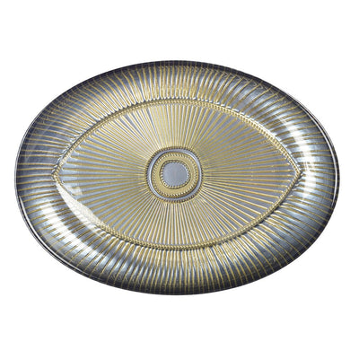 Servierplatte Glas, Silber oval - 22×15.5 cm