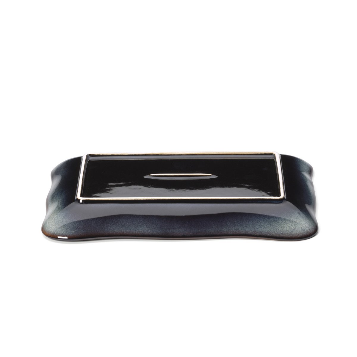 Lotus Ice ceramic plate L - grey brown, petal design