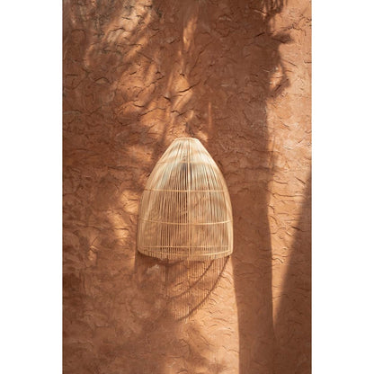 Vægskærm i rattan, 55 cm – beige halvkegleformet kuppel