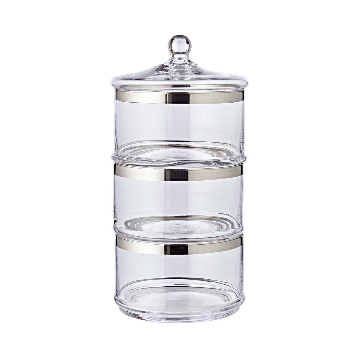 Hand-blown crystal glass jar with lid, H 40 cm – platinum rim