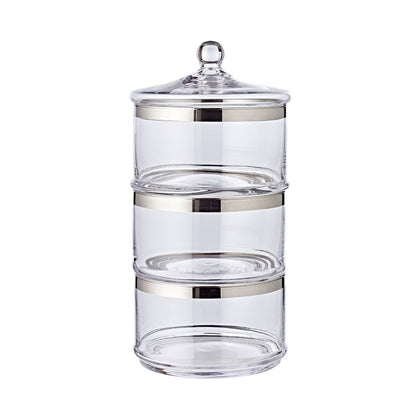 Hand-blown crystal glass jar with lid, H 40 cm – platinum rim