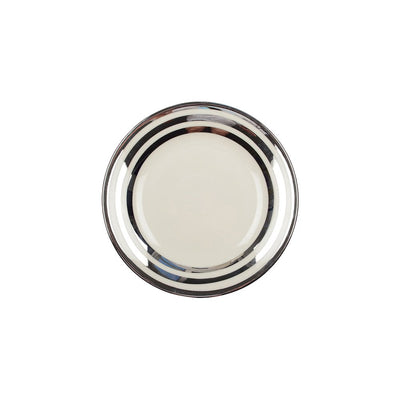 Glass dessert plate with silver trim 18cm