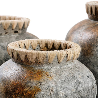 Terrakotta-Vase 27 cm – Antikgrau, Indonesien