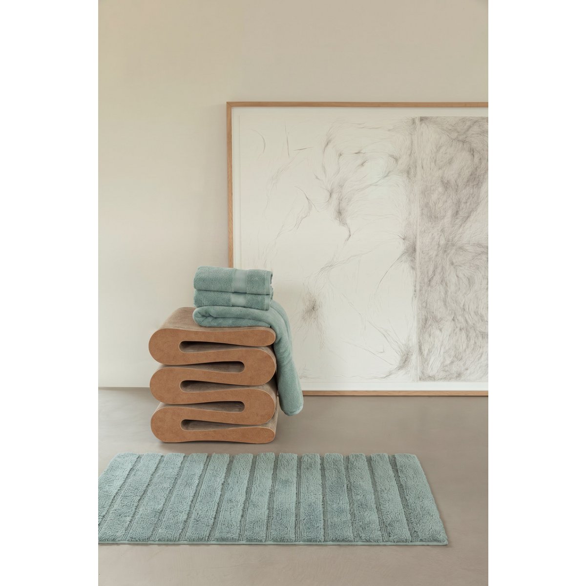 Cotton bath mat, sea green - 60 × 100 cm