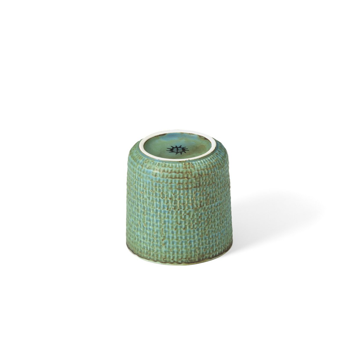 Keramikbecher Lagune 7 × 7 cm – blau-grüne Glasur