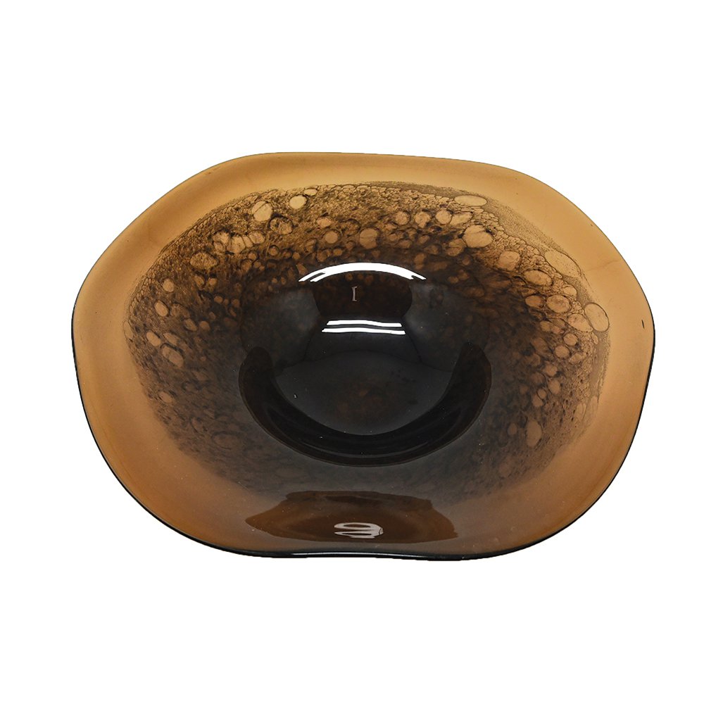Large brown glass bowl, 40 × 40 cm - Shallow