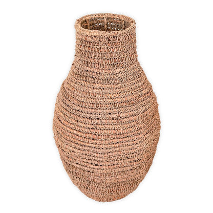 Vase SAKRA af bananfiber, raffia og jute - beige, brun og grøn