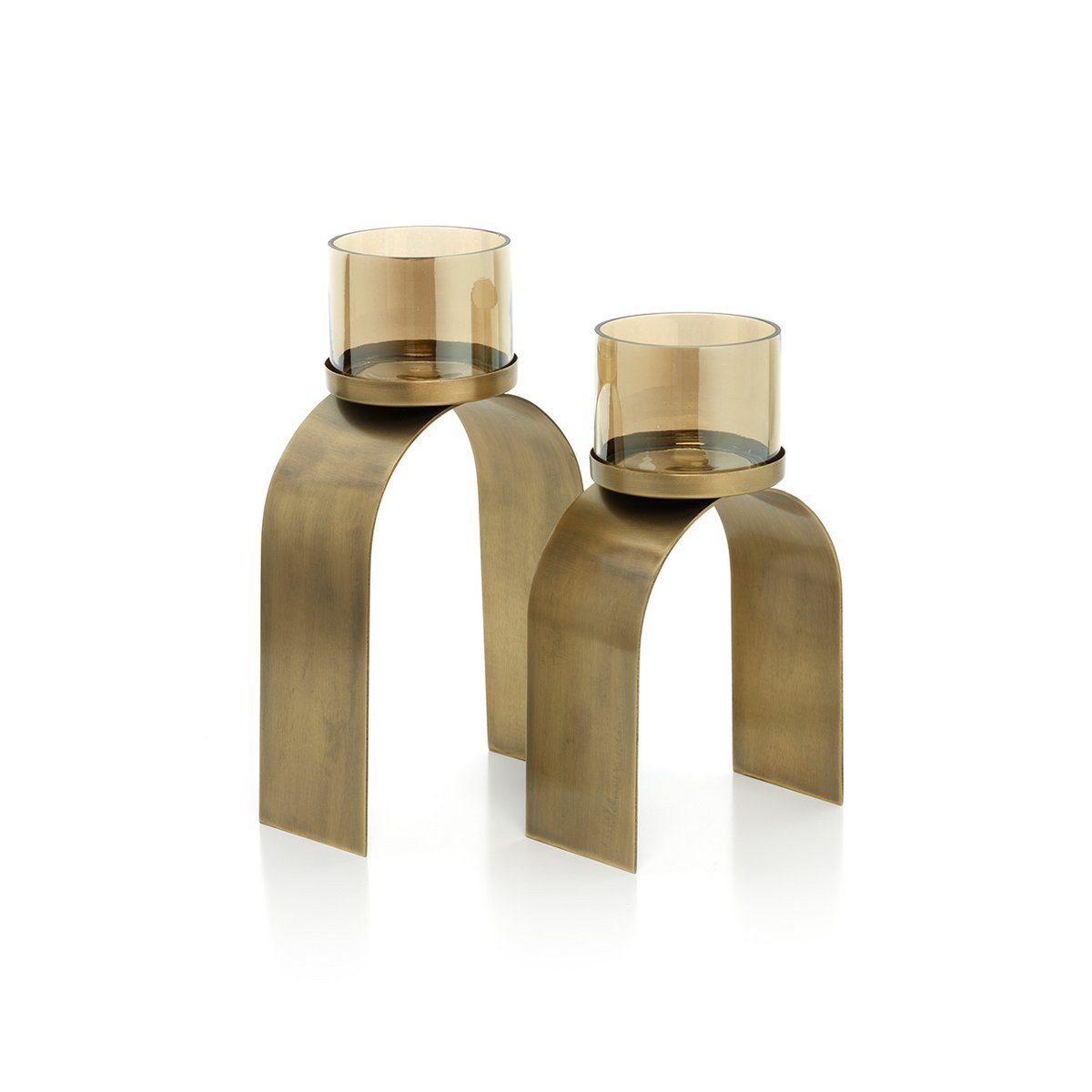 Teelichthalter-Set aus Messing, gold – 29 cm