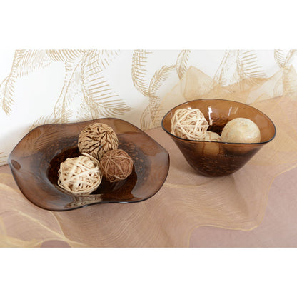 Large brown glass bowl, 40 × 40 cm - Shallow