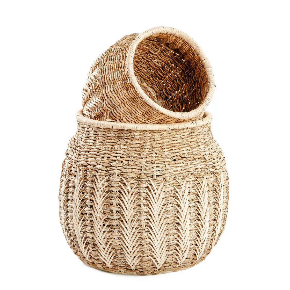 Kurv af rattan og bananblade - natur, medium