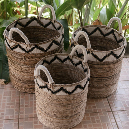 Jute & cotton basket DALU M – ø35 × 40 cm